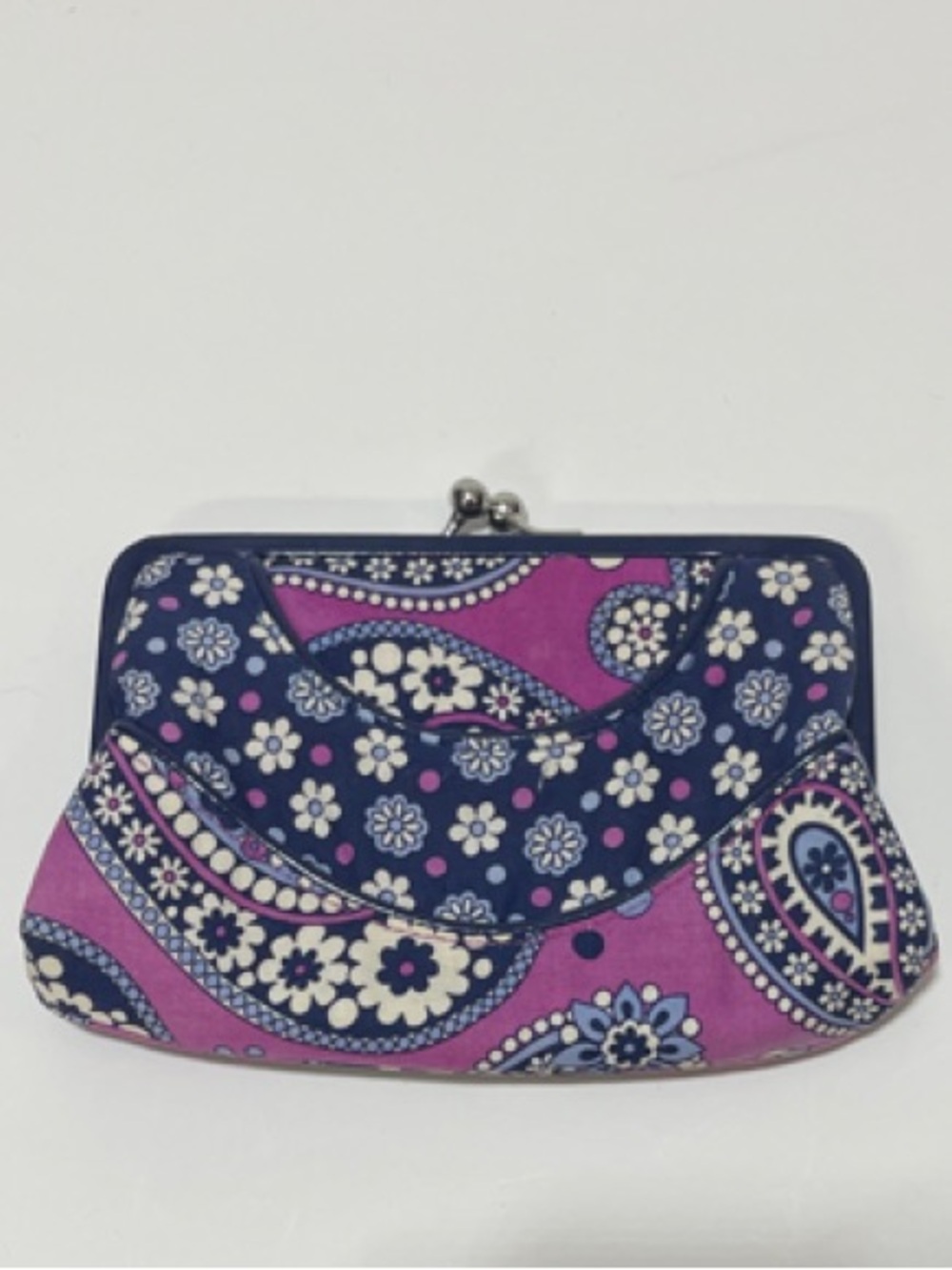 5/$25 Vera Bradley Purple and Navy Paisley Kiss-Lock Coin Purse